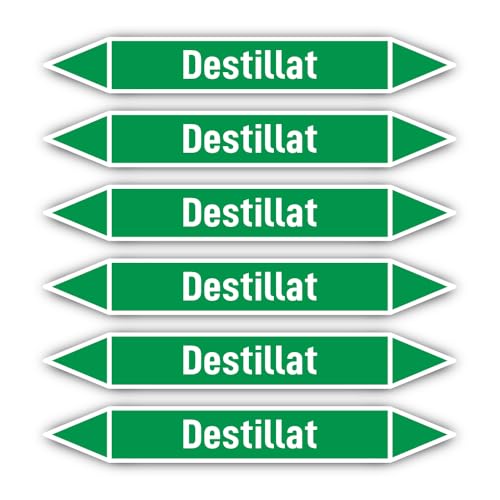 Adesivi: 200x30 mm, 6 pezzi - Gruppo 1 - Acqua - Identificazione tubazioni - secondo DIN 2403 - Lingua: tedesco - Destillat