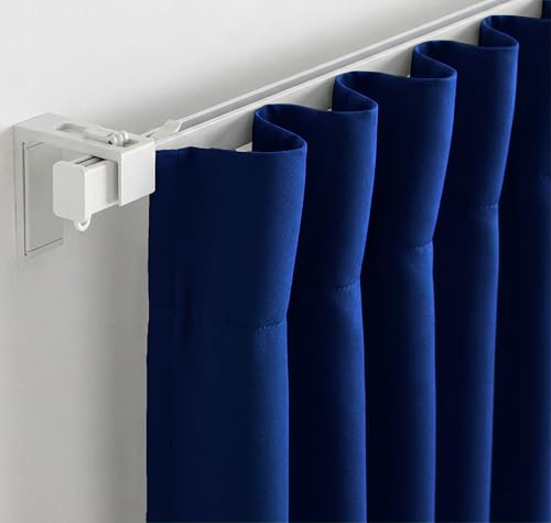 Image of FRESH FROM LOOM Long Door Non-Ring Curtains | S-Wave Pleat | Premium 12ft Non-Ring Curtains | S-Wave Pleat | Parde | S-Wave Pleat (Navy Blue | 12 Feet Long, 1pc Only)