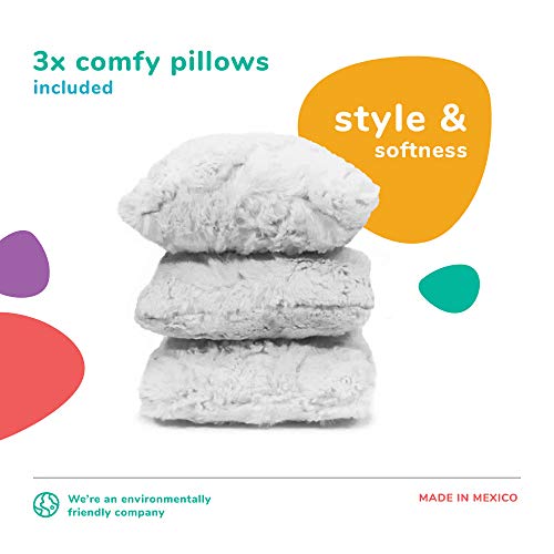 Keet Plush Childrens Sofa With Accent Pillows, Charcoal/Grey #TOP5