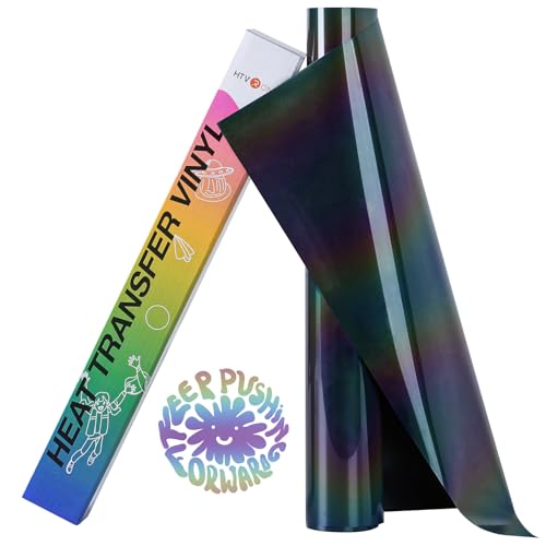 Image of HTVRONT Reflective HTV Heat Transfer Vinyl Roll - 12 inch x 8ft Reflective Iron on for Shirts, Reflective HTV for Cricut & Cameo - Easy to Cut & Weed for Heat Design (Reflective Rainbow)