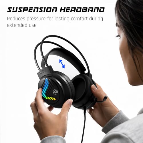 Image of Zebronics Jet 7.1 Ultra Gaming Headset, Hi-Res Audio, 7.1 Surround Sound, 50mm Neodymium Drivers, Advanced Windows Software, Flexible Mic, Multicolor LED, 2m USB Braided Cable, PC & Laptop Compatible