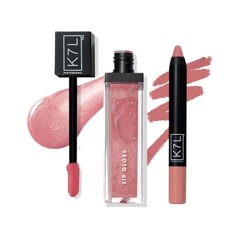 K7L Pink Glitter Lipgloss and Pink Matte Lipstick Crayon Cover