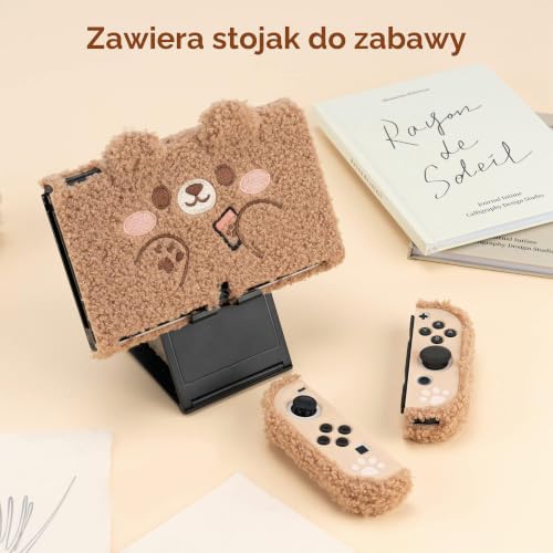 GeekShare Śliczne pluszowe etui ochronne kompatybilne z konsolą Switch OLED - amortyzujące wstrząsy i odporne na zarysowania etui do przełącznika OLED - pluszowy miś