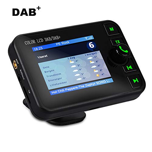 Car DAB Radio, 2.4 Inch Color LCD Bluetooth FM Transmitters, 170-240MHz DAB / 87.5-108MHz FM, Hands-free Call, Portable Digital Radio Receiver Car Kit MP3 Music Player