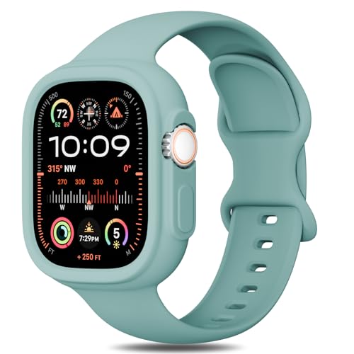 Image of Silicone Bands Bumper Case Compatible with Apple Watch Band 38mm 40mm 41mm 42mm 44mm 45mm 46mm 49mm Women Men, Sport Strap Protective Cover Wristband for iWatch Ultra Series 11 10 9 8 SE 7 6 5 4 3 2 1