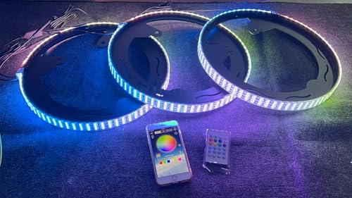 ?Update from April 17? 3PCS Set Quad Row RGB Dream Color Chasing Flow for Polaris Slingshot 2015-2025 Universal Fitted Rings 3 Wheeler 4 Rolls LED Wheel Rings Lights Bluetooth + Remote Control