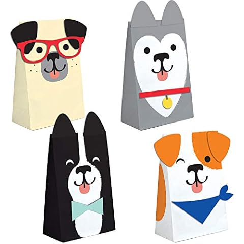 Creative Converting PC336663 Party Cute Dogs Shaped Paper Treat Bags-8 Pcs, Multicolor Cover