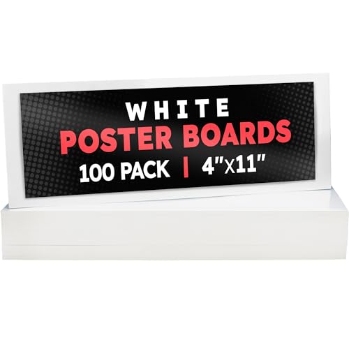 Image of Hygloss Small Poster Board 4x11 - 100 Count Bulk Pack - 10 Pt. Thickness White Poster Board Paper for Projects, Presentations, Displays, Signs, Crafts - Blank Posterboard Multipack 4 inch x 11 inch