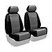 Coverking Custom Fit Front 50/50 Bucket Seat Cover for Select Ford Edge Models - Premium Leatherette 2-Tone (Medium Gray with Black Sides)