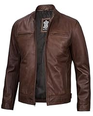 Dodg Brown Leather Jacket Men