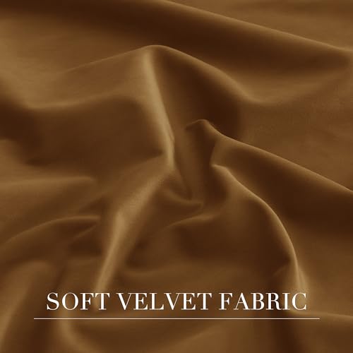 RYB Home Pinch Pleated Velvet Curtains for Living Room, Blackout Thermal Insulated Noise Reducing Vintage Curtains for Dining Room Bedroom, Gold Brown, W34 x L84 inches, 2 Panels - image 6