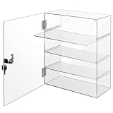 Acrylic Display Case with Lock Key, Removable 4-Tier Clear Acrylic Display Case with Shelves, Locking Countertop Display Cabinet Safe Storage for Collectibles Retail (11.8x5.9x15.7 inch)