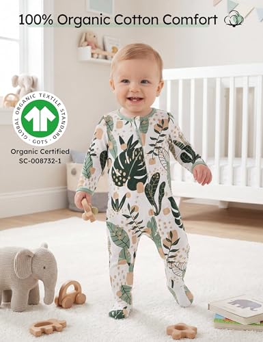 Yoofoss Baby Pajamas 100% Organic Cotton Baby Sleepers for Newborn 0-3 3-6 6-9 Months Boys Girl Clothes 3pcs Footed PJs - Image 2