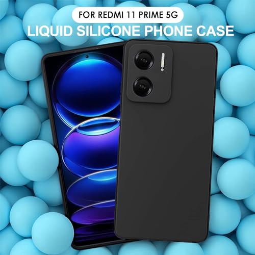 Image of DIZORO Compatible with Mi Redmi 11 Prime 5G Back Cover with Upgraded Square Edges for Camera Protection Shockproof Premium Designer Lightweight Flexible Matte Liquid Silicone Phone Case (Black.)