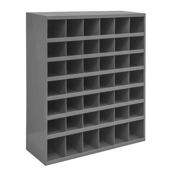 Prime Cold Rolled Steel Pigeonhole Bin Unit, 12 in D x 42 in H x 33 3/4 in W, 7 Shelves, Gray, Mfr: 360-95-A