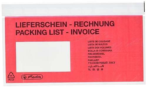 Herlitz 792705 Dokumententasche DL 100er Packung selbstklebend (1, Dokumententasche)