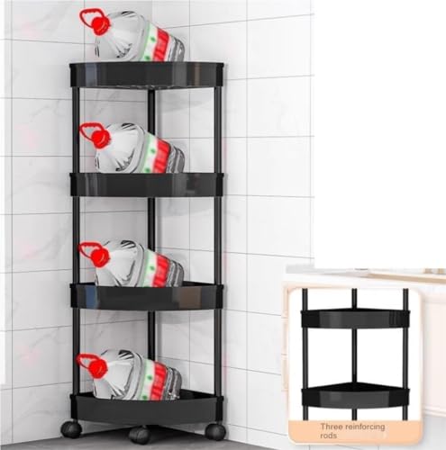 Estantes de esquina para sala de estar y baño con cuatro niveles y ruedas 7