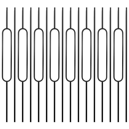 30 Pcs Iron Balusters for Staircase - 44 Inches Wrought Iron Balusters, Balusters for Staircase Interior Satin Black Metal Stair Railing Hollow Deck Spindles - 15 Oval & 15 Straight by cerbearfy - Used condition - US$149.52