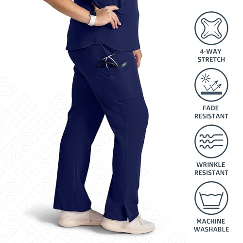 Image of AVE. Varick Women's Scrub Pants, Elastic Waistband, 4-Way Stretch Fabric, Wrinkle- and Fade-Resistant, Machine Washable Scrubs, For Nurses & Medical Professionals, (L Petite, Navy)