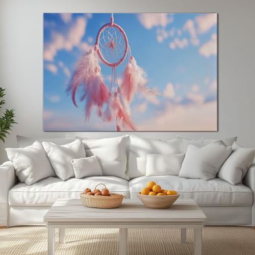 Tableau decoration murale salon boho plumes en bois 120x80 cm