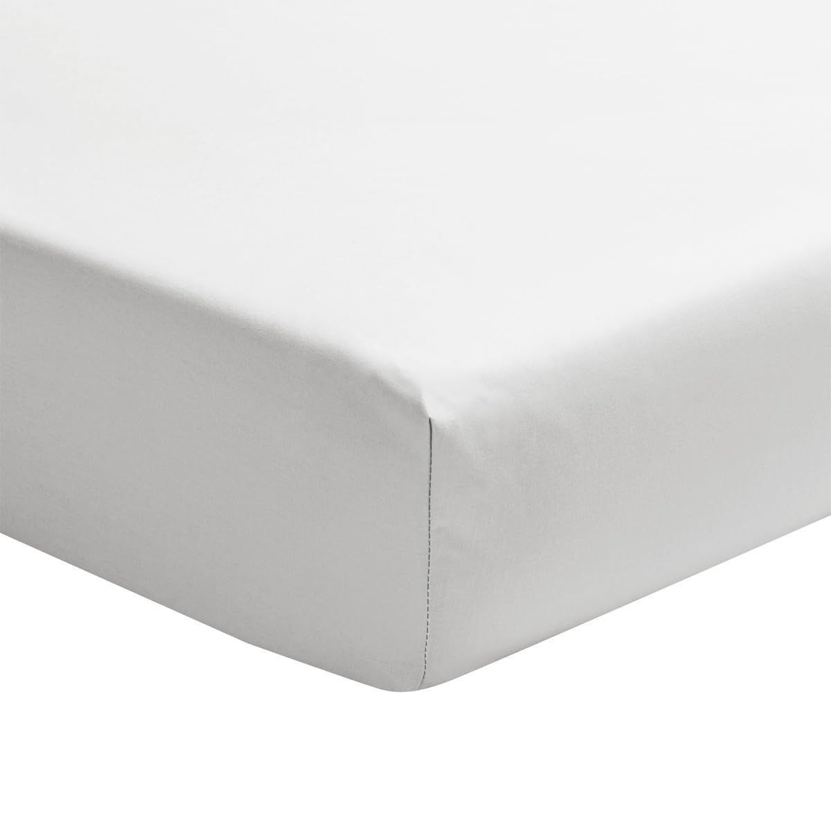 ESSIX, Plain Cotton Percale Fitted Sheet, 35 cm, Première, 140 x 190 cm, White