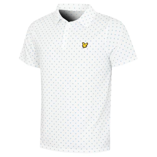Image of Lyle & Scott Mens Cross Print Stretch Breathable Polo Shirt - White - L