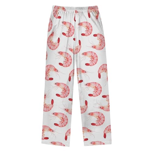 ALAZA Funny Shrimp White Lobster Pajama Pants Long Sleep Pant Pajama Bottoms Elastic Waist with Pockets2