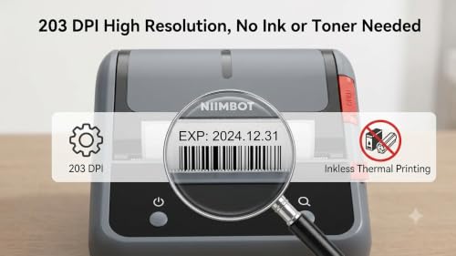 Image of Wireless Bluetooth Label Printer 3 Inch, Inkless Thermal Printer for Shipping, Address, Barcode, QR Code & Product Labels, Portable Label Maker for Small Business, Office & Home