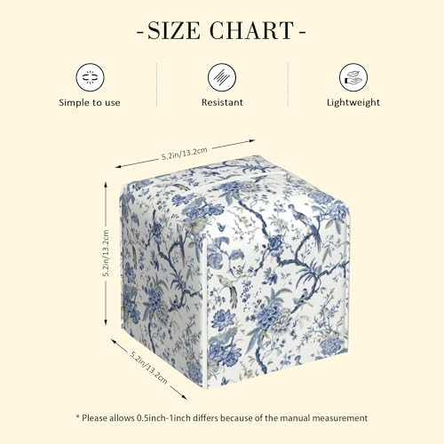 POIUBLE Blue Flower and Bird Tissue Box Cover Leather Tissue Box Holder Square Facial Paper Organizer Dispenser for Bathroom Kitchen Bedroom Vanity Countertop Night Stands by POIUBLE - Image 2