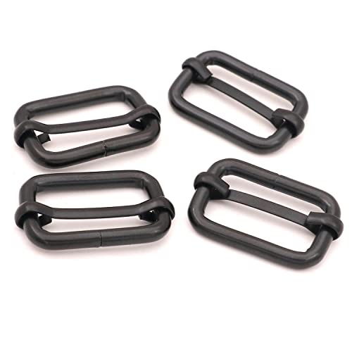 BIKICOCO Metal Slide Adjuster Buckle Tri-Glides with Movable Center Bar, for Straps, 1 x 0.6 Inch, Black, Pack of 20
