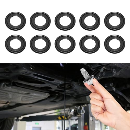 Image of 10PCS M14 Oil Drain Plug Gasket, Oil Drain Plug Washer, F5TZ-6734-BA 097-139 Engine Oil Pan Drain Plug Sealing Gasket, Oil Drain Plug Crush Washer Compatible with Ford Escape Lincoln (M14)