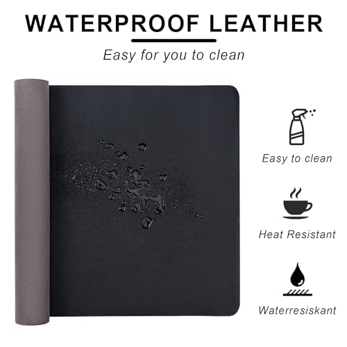 Leather Desk Pad Protector,Non-Slip Desk Pad,on-Slip PU Leather Large Mouse Pad,Easy Clean Desk Protecor Mat,Writing Pad for Office Work/Home/Decor(Dark Gray, 47.2" x 17")