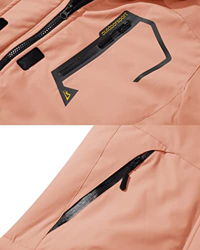 Kefitevd Womens Hooded Fleece Coats With Zipper Pockets Soft Shell Jacket Womens Warm Jacket Ski Jacket Windbreaker Snowboard Work Jacket Tactical Jacket Apricot #TOP4