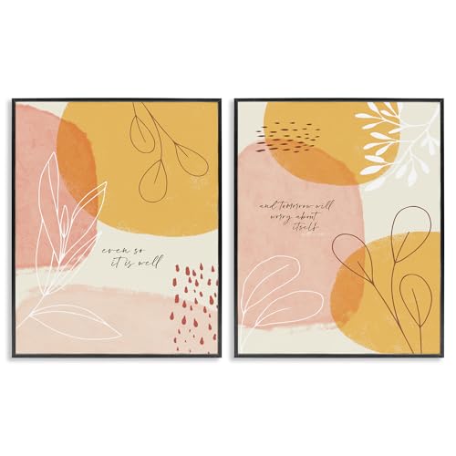 'Even So & Tomorrow Abstract Foliage'| 2pc Framed Giclee Art Set 2