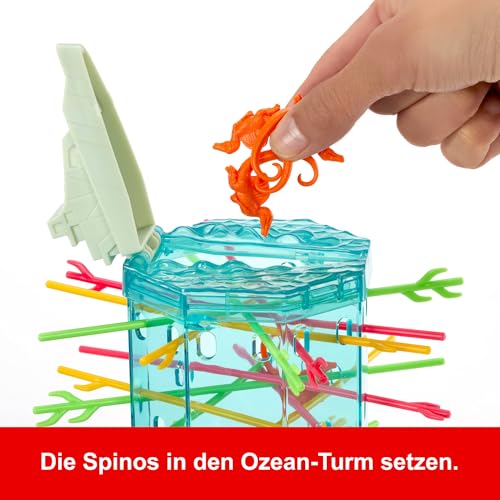 Mattel Games S.O.S. AffenalarmJurassic World: Die Wiedergeburt -Spiel für Kinder und Familie mit Ozean-Turm und vom Film inspirierten Spinosaurus-Figuren., JFW44