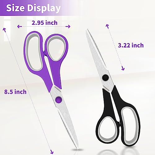 Scissors, 8.5" Scissors All Purpose Comfort Grip Stainless Steel Sharp Scissors for Office School Home Supplies, Right/Left Handed, 6 Piece Set 2 41WSlklMz L