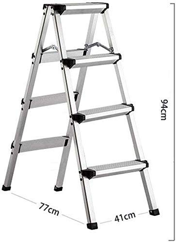 Preisvergleich Produktbild 3 / 4 Stufenleiter Aluminium Folding Tragbare Trittleiter AntiSlip Safe Komfort Schritte 150kg Kapazität, for Küche Küche Büro Abstellflächen, 3 Stufen lxhff (Color : 4 Steps)