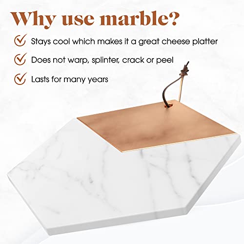 American Atelier Modern Hexagon Shaped Marble Cutting Board | Marble Cutting Boards For Kitchen | Marble Charcuterie Board | Marble Cheese Board | Marble Slab For Cheese, Charcuterie, Bread, & More #TOP5