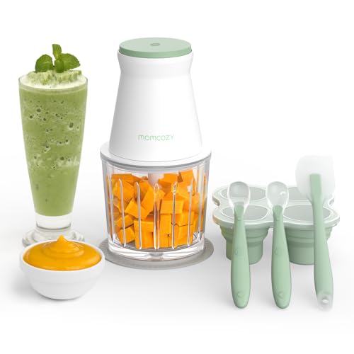 Momcozy 9-in-1 Baby Food Maker & Blender Set, 7-Second Quick Soft Food Prep for Baby, 20oz Baby Food Processor for Meat, Vegetable, Fruit with Baby Food Containers, Food Freezer Tray, Silicone Spoons