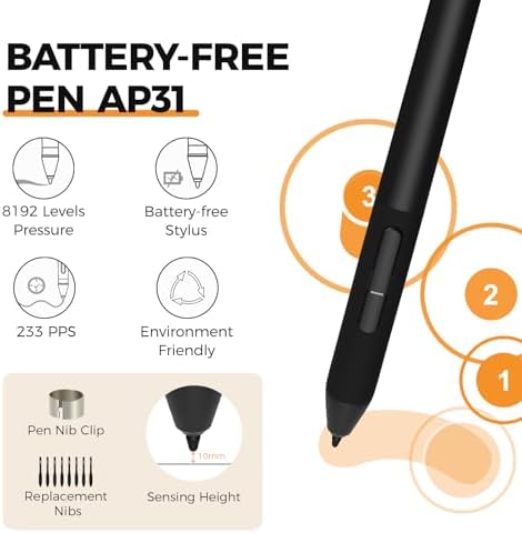 Bild 3 - GAOMON M10K 2018 Version Stifttablett -10 x 6,25 Zoll Grafiktablett mit 8192 Druckempfindlichkeitsstufe Batterieloser Stift