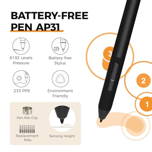 Image of GAOMON M10K Drawing Tablet, 10x6 inch Large Graphics Tablet with Touch Ring, 8192 Levels Battery-Free Stylus, 10 Hot Keys, Art Tablet for Design, Writing, Editing, Work with Mac, Windows, Android