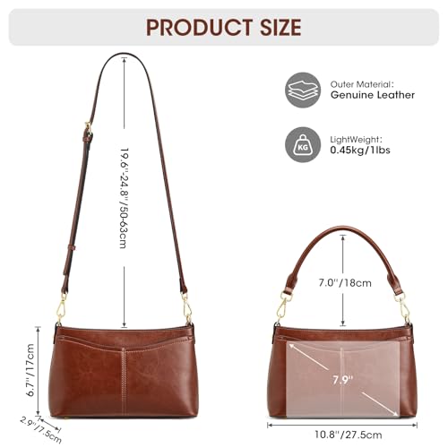 Image of Kattee Genuine Leather Crossbody Bags for Women Small Shoulder Purse Handbags with 2 Detachable Straps 6 Card Slots