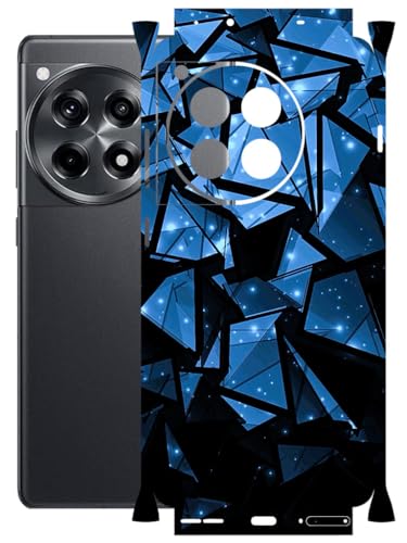 Image of AtOdds - Full Body Back Screen Guard Protector Film - Lamination Wrap Skin Sticker Compatible with ONEPLUS 12R (5G) | Scratchproof Matte Finish (Blue Crystals)