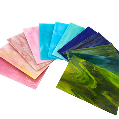 Litmind 12 Sheets Variety Stained Glass Sheets Pack, 4 X 6 Inch Mosaic Glass Tiles For Crafts, Art Glass Pack, Assorted Colors And Patterns(Opaque/Smooth) #TOP3