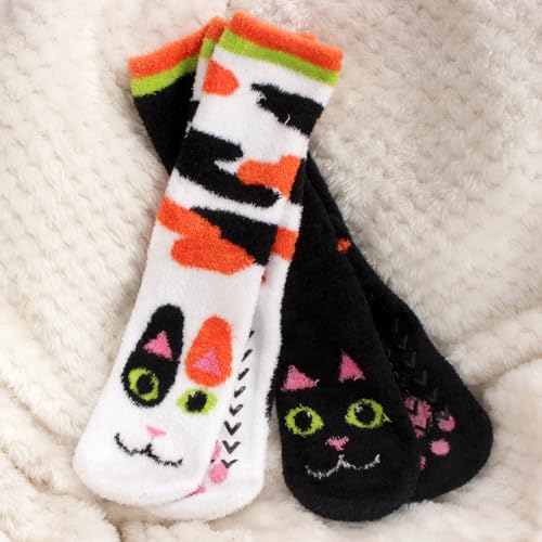 Image of BambooMN Super Soft Warm Cute Women's Animal Non-Slip Fuzzy Fluffy Crew Winter Home Socks