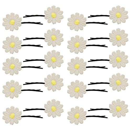 20PCS Daisy Flower Hair Pin, Hair Flower Pins, Metal Simple Minimalist Hairpin, Classic Bobby Pin Edge Clip Clamps Wedding Bride Barrettes Hair Accessories for Women Girls Thick & Thin Hair
