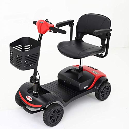 Metro Mobility Electric Mobility Scooter for Seniors Adults - Foldable Tiller - Compact for Travel - 12 Ah Battery - 4 Wheel - M1Lite Red