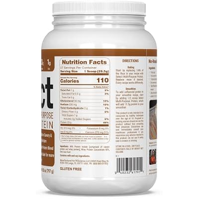 PEScience Select Multi-Purpose Unflavored Protein Powder, Low Carb, Keto Friendly, Gluten Free, Whey & Casein Protein Flour for Baking and Smoothies, 27 Servings
