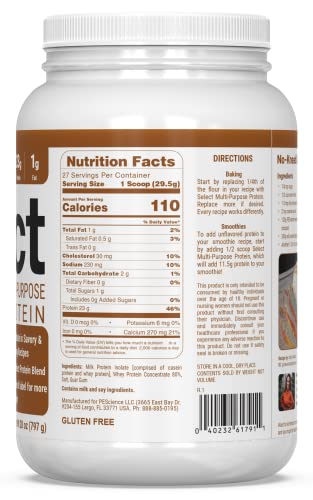 Image of PEScience Select Multi-Purpose Unflavored Protein Powder, Low Carb, Keto Friendly, Gluten Free, Whey & Casein Protein Flour for Baking and Smoothies, 27 Servings
