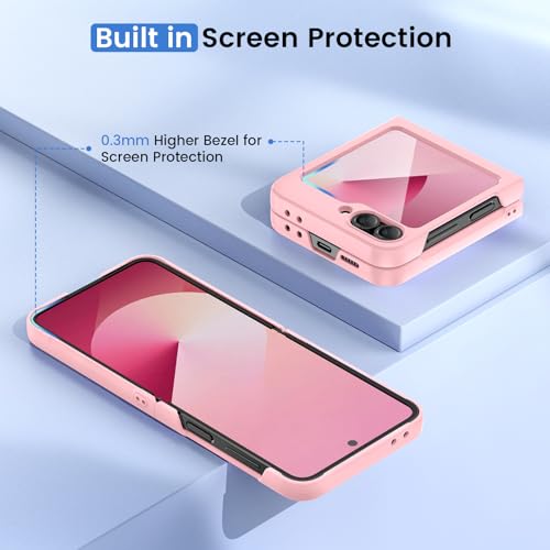 Image of Ruky for Samsung Z Flip 6 Case, Full Body Protective Cover Hard PC Ultra Slim Anti-Scratches Shockproof Wireless Charging Phone Case for Samsung Galaxy Z Flip 6, Pink